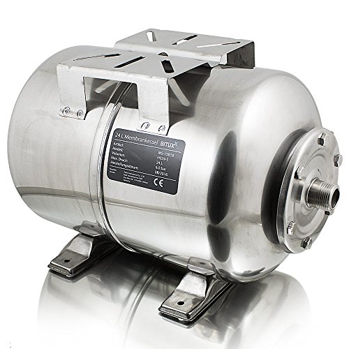 BITUXX® Edelstahl Membrankessel 24L Druckkessel Hauswasserwerk Kessel inkl Membran 1 Zoll Anschluss max. Druck 6 Bar