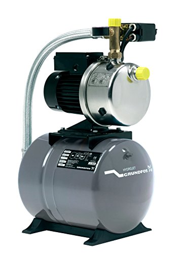 Grundfos 4661BPBB Hauswasserwerk JP6, Druckbehälter Volumen 24L, Pumpengehäuse: Nichtrostender Stahl (Maximaler Betriebsdruck: 6 bar, Nennspannung: 1 x 220V - 240V, Laufrad: Edelstahl)