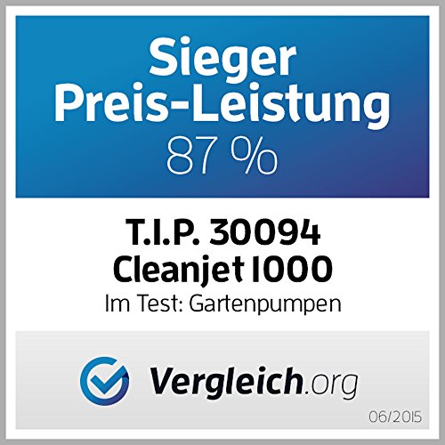 T.I.P. 30094 Gartenpumpe Edelstahl Clean Jet 1000 Plus mit 4m Ansauggarnitur, bis 3.300 l/h Fördermenge - 5