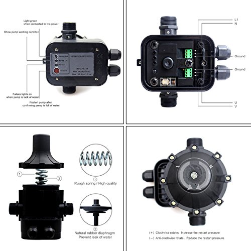 BACOENG Hauswasserwerk und Druckschalter mit Trockenlaufschutz 3500L/H, 4.55 bar - 4