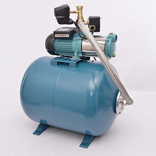 100 L Hauswasserwerk Gartenpumpe MHI1300 1300Watt robuste und rostfreie Edelstahlwelle + integrierter thermischer Schutzschalter Fördermenge: 6000l/h + Trockenlaufschutz + Druckschalter + Rückschlagventil.