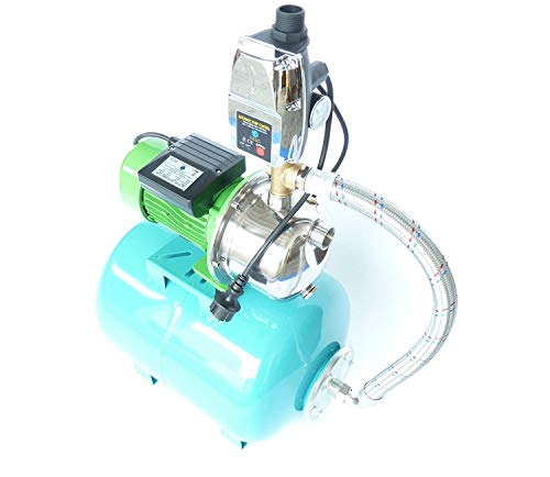 Hauswasserwerk 80Liter Kreiselpumpe Jetpumpe Gartenpumpe JY1000 INOX robuste, rostfreie Edelstahlwelle und Edelstahl Schaufelräder, Leistung 1100 Watt, Spannung 230V/50Hz, Förderleistung 3600 L/h, Förderhöhe 45m, integrierter thermischer Motorschutzschalter + Pumpensteuerung EPC-4 mit Trockenlaufschutz. - 2