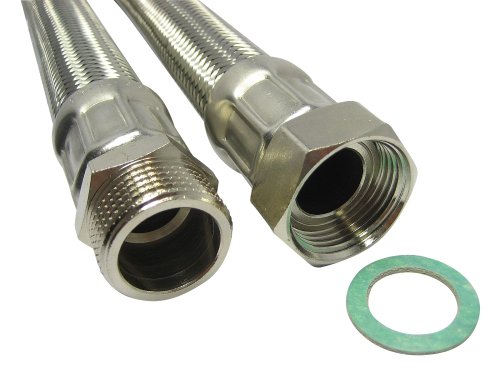 Panzerschlauch Flexschlauch DN25 Trinkwasser 1’ÜM x 1’AG Hauswasserwerk – Betriebsdruck 10bar – aus für Wärmepumpen und Solar!, Schlauchlänge:100cm - 4