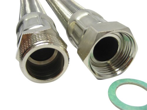 Panzerschlauch Flexschlauch DN25 Trinkwasser 1’ÜM x 1’AG Hauswasserwerk – Betriebsdruck 10bar – aus für Wärmepumpen und Solar!, Schlauchlänge:100cm - 5