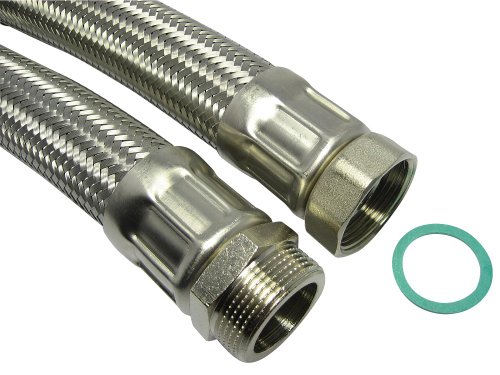Panzerschlauch 1 1/4’ÜM x 1 1/4’AG Flexschlauch DN32 TRINKWASSER 10bar 110°C Hauswasserwerk mit Edelstahl Umflechtung – auch für Solar geeignet!, Schlauchlänge:30cm - 5
