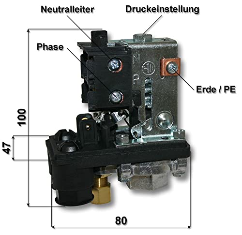 Druckschalter 230V für Kompressoren 10A 3-12bar Luftkompressoren Hauswasserwerke - 2
