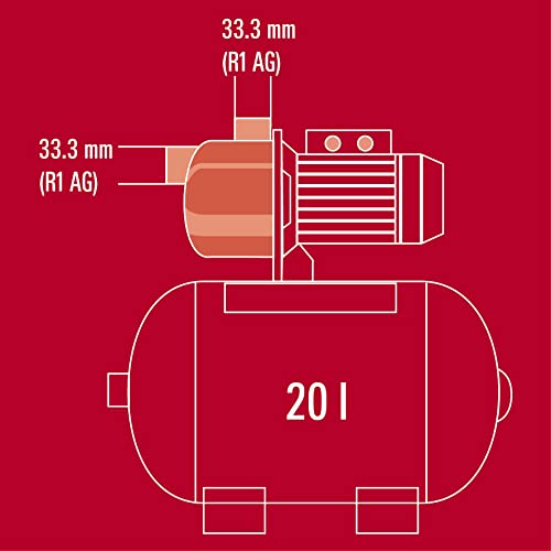 Einhell Hauswasserwerk GC-WW 6538 (650 W, 3800 l/h Fördermenge, max. Förderdruck 3,6 bar, Druckschalter, Manometer, 20 l Behälter) - 7