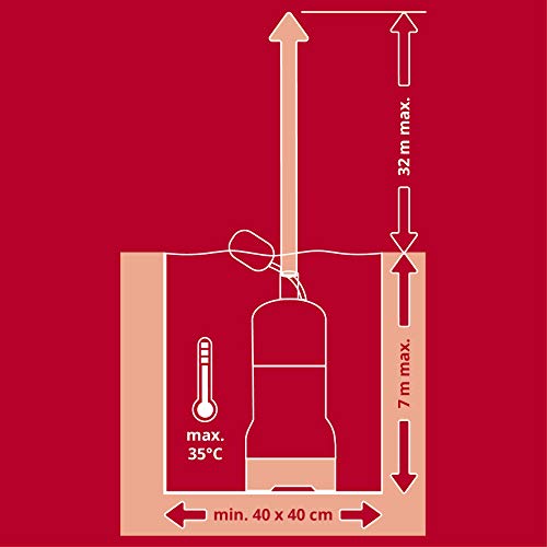 Einhell Tauchdruckpumpe GC-DW 900 N (900 W, max. 6000 l/h, 32 m Förderhöhe, Fremdkörper bis 2,5 mm, Stufenlos höhenverstellbarer Schwimmerschalter) - 8