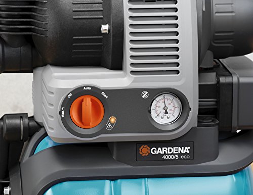 Gardena 1755-20 Pumpe Hauswasserwerk Comfort 4000/5 Eco, mit Trockenlaufsicherung, Rückschlagventil; 3 Anschlüsse (Motorleistung 850W, Max. Fördermenge 3500 l/h, Gewicht 15kg) - 4