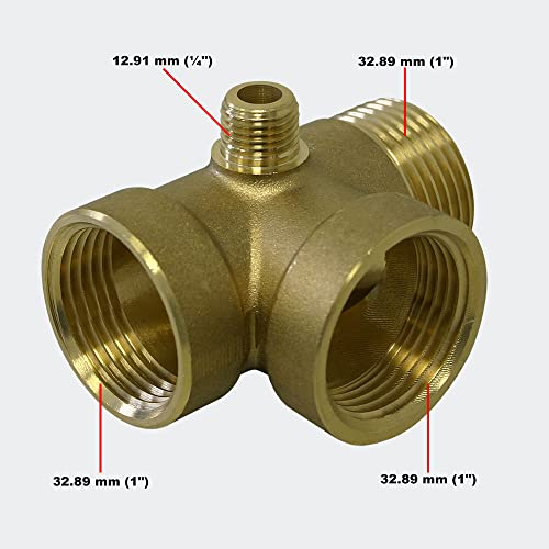 4 Wege Verteiler Messing DN25 1″DN13 1/4″ AG Anschluss Hauswasserwerk Pumpe Manometer Membrankessel - 2