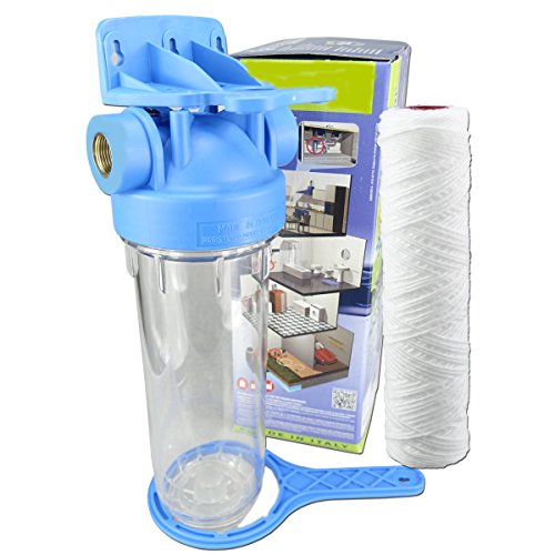 GPV-AT1Y. 10 Zoll Pumpen- Vorfilter Wasserfilter für Hochdruckreiniger, Hauswasserwerk, Garten Pumpen, Schmutzfilter, Sandfilter, Teichfilter, Wasserdurchfluss bis 5.000 l/h Anschlussgewinde IG-1 Zoll, Faser Filtereinsatz 10 Zoll