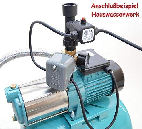 Hauswasserwerk 100L Membrankessel + Pumpe 1300Watt INOX integrierter thermischer Motorschutzschalter Fördermenge: 6000l/h + Pumpensteuerung + Trockenlaufschutz. - 2