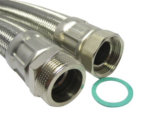 Panzerschlauch 1 1/4’ÜM x 1 1/4’AG Flexschlauch DN32 TRINKWASSER 10bar 110°C Hauswasserwerk mit Edelstahl Umflechtung – auch für Solar geeignet!, Schlauchlänge:50cm - 3