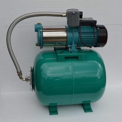 Hauswasserwerk 50Liter + 1300Watt Pumpe INOX mit Edelstahlwelle und Schaufelrädern aus Edelstahl. Fördermenge: 6000l/h + Druckschalter + Rückschlagventil +integrierter thermischer Motorschutzschalter.