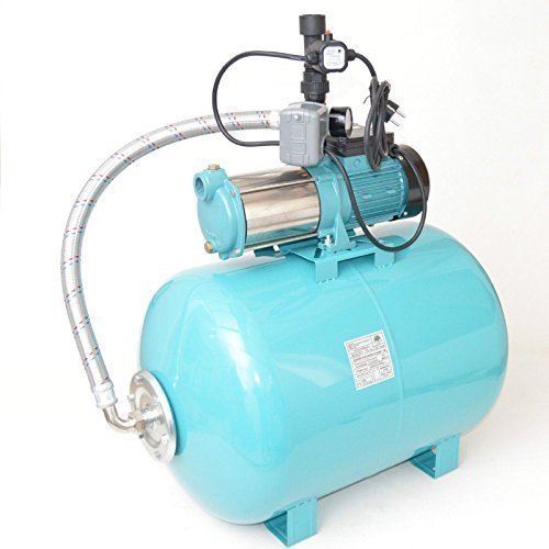 100 L Hauswasserwerk Gartenpumpe MHI1300, Leistung 1300Watt Spannung 230V/50Hz robuste und rostfreie Edelstahlwelle + integrierter thermischer Schutzschalter Fördermenge: 6000l/h + Trockenlaufschutz + Druckschalter + Rückschlagventil.