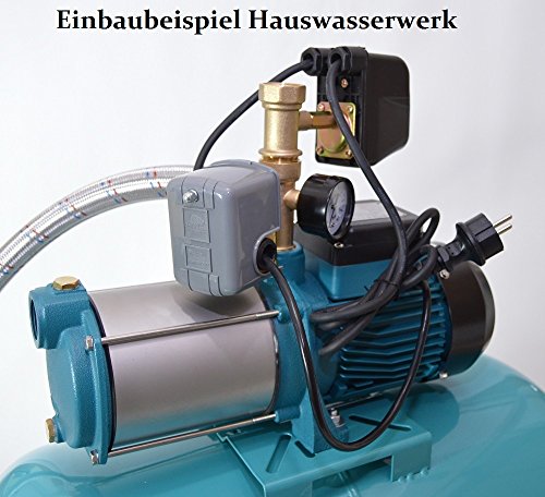 Hauswasserwerk 50 Liter Membrankessel mit Manometer + 5-stufige Pumpe MHi1800 Förderleistung 9000l/h + Trockenlaufschutz SK-13. - 2