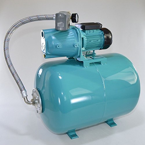 100 Liter Hauswasserwerk Druckschalter + Manometer + Membrankessel + Jetpumpe JET100A 1100Watt Fördermenge: 3600l/h mit integrierten thermischen Schutzschalter + Rückschlagventil.