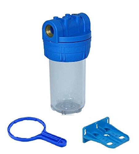 Filtergehäuse SET 5 Zoll mit 3/4" Anschluß GEHÄUSE - SCHLÜSSEL und WANDHALTER als Schmutz Wasser Vorfilter für Wasserfilter , Umkehrosmose Anlage Hauswasserwerk Brunnenwasser Garten Pool