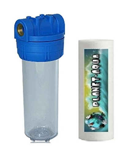 Filtergehäuse SET 10 Zoll mit 1/2" Anschluß inkl. 20 Mikron Sediment Schaumkartusche als Schmutz Wasser Vorfilter für Wasserfilter , Umkehrosmose Anlage Hauswasserwerk Brunnenwasser Garten Pool