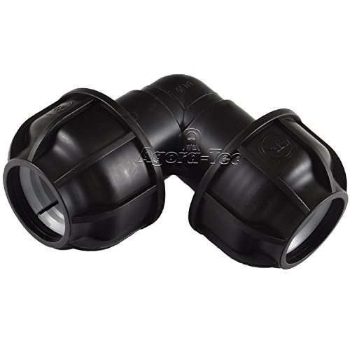 Agora-Tec® 32mm 90 Grad Winkel Verschraubung Fitting Kupplung (2x32mm) für PE-Rohr