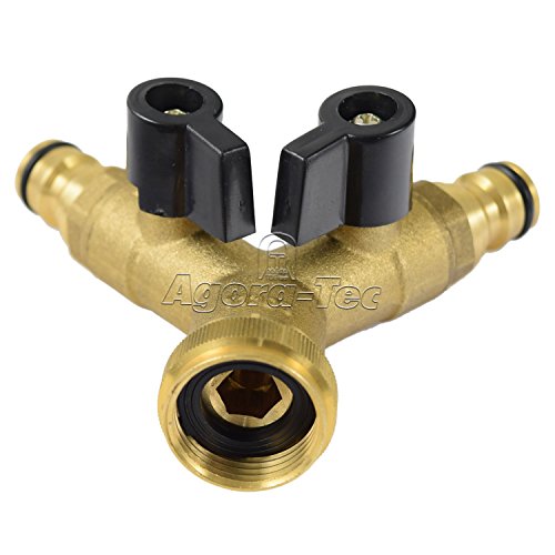 Agora-Tec Messing Stecksystem Y - Verteiler mit 2 Kugelhähnen 1 x 3/4 Zoll IG auf 2 x Stecksystem Industriequaltät