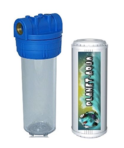 Filtergehäuse SET 10 Zoll mit 1" Wasseranschluß / Gewinde + KALKFILTER , als Wasser Vorfilter für Wasserfilter , Umkehrosmose Filter Anlage Hauswasserwerk Brunnenwasser Filter Garten Pool