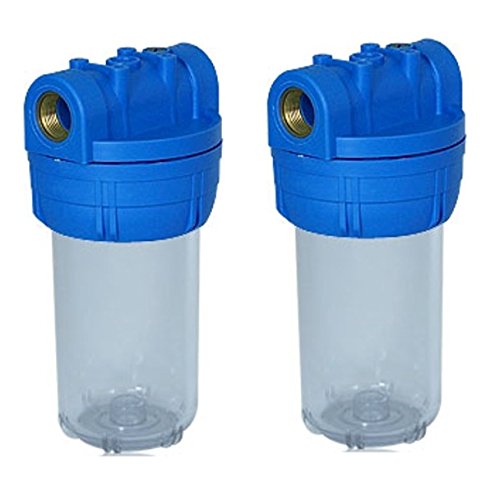 2 Filtergehäuse 5 Zoll mit 1 Zoll Wasseranschluß Innengewinde Wasser Vorfilter Gehäuse osmoseanlage Wasserfilter Umkehr Osmose Filter Anlage Hauswasserwerk Brunnen Regenwasser Pumpe Poolfilter