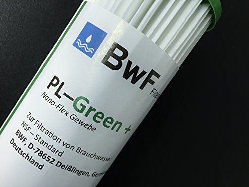 BWF ORIGINAL NANO – SET 10 Zoll mit 1″ Anschluß Filtergehäuse + 1x IHRE WAHL der FEINHEIT Mikron Membrankartusche (NANO beschichtet) hervorragend auswaschbar! Mehrwegkartusche, GEHÄUSE – als Schmutz Wasser Vorfilter für Wasserfilter , Umkehrosmose Anlage Hauswasserwerk Brunnenwasser Garten Pool (0,22µ) - 2