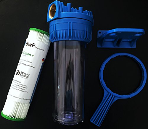 BWF ORIGINAL NANO – SET 10 Zoll mit 1″ Anschluß Filtergehäuse + 1x IHRE WAHL der FEINHEIT Mikron Membrankartusche (NANO beschichtet) hervorragend auswaschbar! Mehrwegkartusche, GEHÄUSE – als Schmutz Wasser Vorfilter für Wasserfilter , Umkehrosmose Anlage Hauswasserwerk Brunnenwasser Garten Pool (0,22µ) - 3