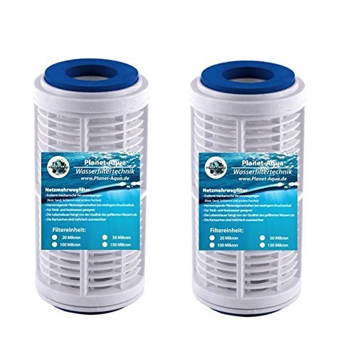 3 x auswaschbare Netzfilter Kartusche - Mehrweg Gitter Filter Patrone 5 Zoll 20 Mikron / µm Schutzfilter, Sand Sedimentfilter Kartusche für Hauswasserwerk Wasserfilter Brunnenwasser Regenwasser Pool Anlage Osmose Vorfilter