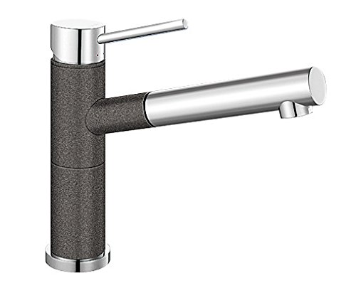 BLANCO ALTA-S Compact Küchenarmatur / Kompakter Einhebelmischer SILGRANIT-Look in Anthrazit-Chrom mit ausziehbarer Schlauchbrause / Hochdruck