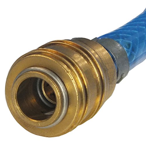 10 METER DRUCKLUFTSCHLAUCH 15 bar 6×2,5mm Gewebeluftschlauch komplett montiert mit Kupplung Kupplung Stecknippel Druckluft für KFZ Auto Werkstatt Luftschlauch Kompressorschlauch Kompressor Stecktülle Schnellkupplung Schlauch 10m Verlängerung Gewebedruckluftschlauch blau - 2