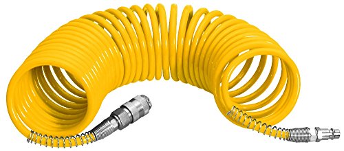 Proteco-Werkzeug® PU Druckluftschlauch Durchm 10/6 mm 10 Meter lang Spiralschlauch Luftschlauch Kompressorschlauch mit Schnellkupplung