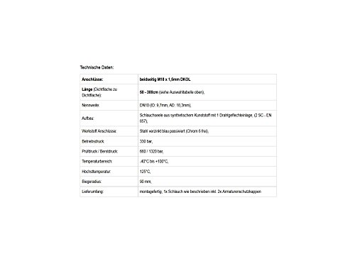 Hydraulikschlauch, DN10, M18x1,5mm DKOL, 330bar, EN 857, 2 SC, Länge 500-3000mm, Schlauchseele aus synth. Kautschuk mit Drahtgeflechteinlage aus hochfestem Stahldraht, inkl. Staubschutzkappen, Schlauchlänge:1.500 mm - 5