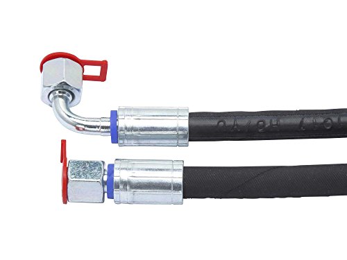 Hydraulikschlauch, DN8, M16x1,5mm DKOL mit 90° Bogen, 350bar, EN 853, 2 SN, Länge 500-3000mm, Schlauchseele aus synth. Kautschuk mit Drahtgeflechteinlage aus hochfestem Stahldraht, inkl. Staubschutzkappen, Schlauchlänge:1.500 mm - 4