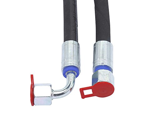 Hydraulikschlauch, DN8, M16x1,5mm DKOL mit 90° Bogen, 350bar, EN 853, 2 SN, Länge 500-3000mm, Schlauchseele aus synth. Kautschuk mit Drahtgeflechteinlage aus hochfestem Stahldraht, inkl. Staubschutzkappen, Schlauchlänge:1.500 mm - 8