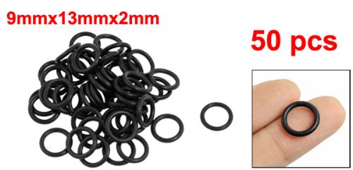 50 Stück schwarz Silikon O Ring Seal Unterlegscheiben 13 mm x 9 mm x 2 mm - 2