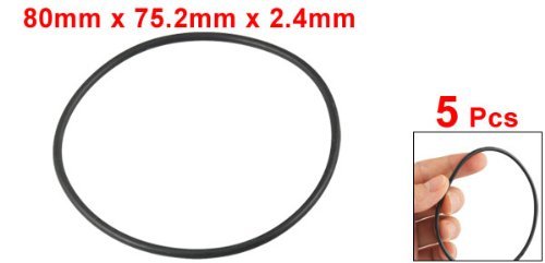 DealMux 80mm x 2.4mm Flexible Gummi-O-Ring-Dichtscheibe Schwarz 5 Stück - 2