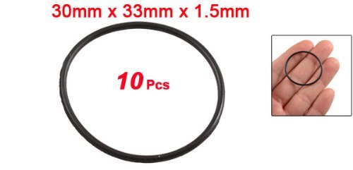 DealMux 10 Stück schwarze Gummi-O-Ring-Öldichtung Dichtung Unterlegscheiben 33mm x 30mm x 1,5mm - 2