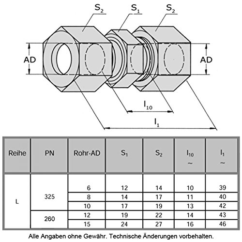 Gerade Schneidringverschraubung Messing Ms58 – G 8 L – für 8 mm Rohr - 4