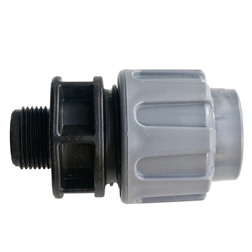 Quarzflex PE Rohr Verschraubung Kupplung 20 mm x 3/4" AG Trinkwasser DVGW Grau