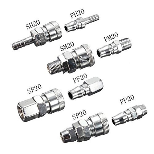 MagiDeal 5pcs Schnellkupplung Stecker Luftleitung Schlauchkupplung Kompressor PH20 - 6