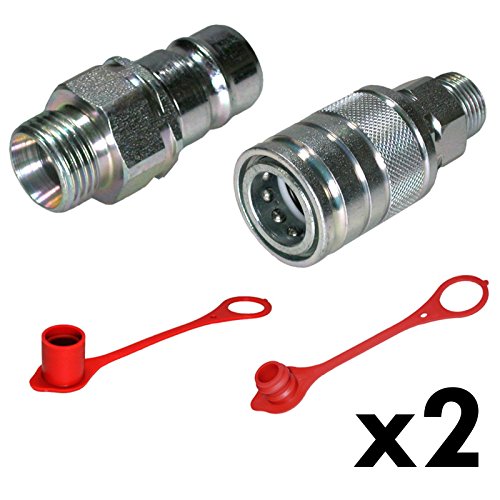 Hydraulik 2x Hydraulik Muffe & Stecker 12L inkl. Staubschutz Industrie Qualität ISO 7241-1A, HS1