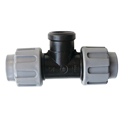 Quarzflex PE Rohr Verschraubung T-Stück 25 mm x 3/4" IG Trinkwasser DVGW Grau