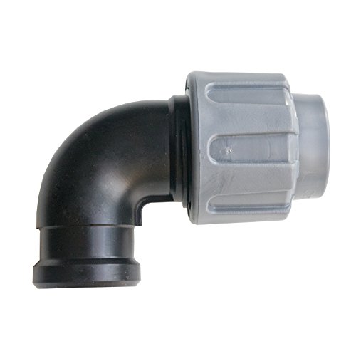 Quarzflex PE Rohr Verschraubung Winkel 20 mm x 3/4" IG Trinkwasser DVGW Grau