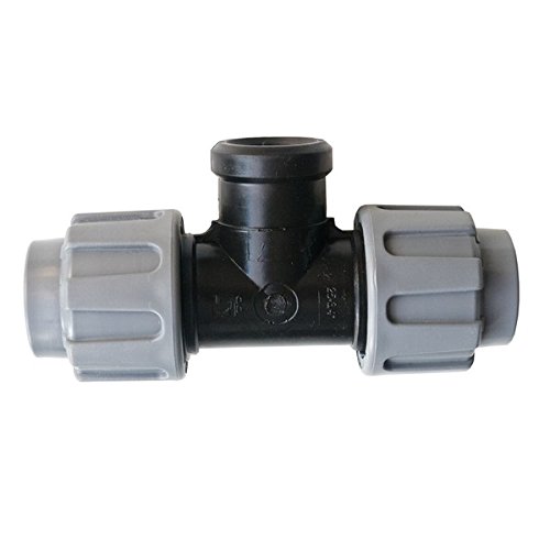 Quarzflex PE Rohr Verschraubung T-Stück 25 mm x 1/2" IG Trinkwasser DVGW Grau