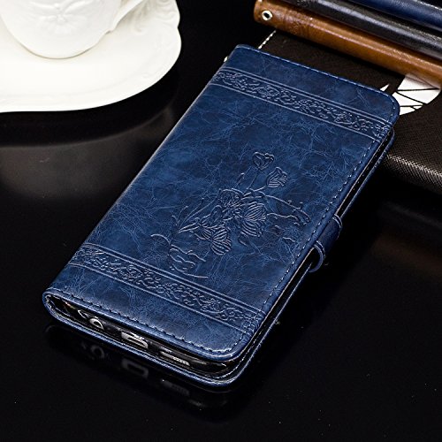 PU für Samsung Galaxy S6 Hülle Lederhülle Flip Wallet Cover PU + TPU Tasche PU Schutz Etui Schale Schutzhülle Für Samsung Galaxy S6 mit Magnetverschluss Magnetic Flip Bookstyle Multi-Function Protektiv Kunstleder (+Staubstecker) - 2