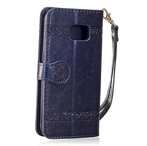PU für Samsung Galaxy S6 Hülle Lederhülle Flip Wallet Cover PU + TPU Tasche PU Schutz Etui Schale Schutzhülle Für Samsung Galaxy S6 mit Magnetverschluss Magnetic Flip Bookstyle Multi-Function Protektiv Kunstleder (+Staubstecker) - 3