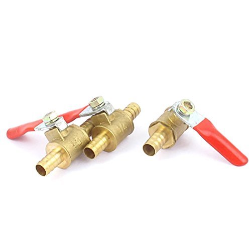 DealMux Messing Wasserkraftstoffleitung Absperr- Kugelhahn 1/4 Zoll Schlauchkupplung 3pcs Rot