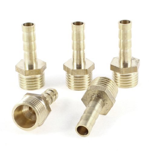 5 PCS 1/10,2 cm PT Außengewinde bis 6 mm Luftschlauch Barb Messing Gerade Kupplung Fitting